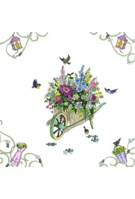 Clear Creations Karnet Swarovski kwadrat CL2712 Taczka z kwiatami