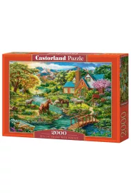 Puzzle 2000 el. Idyllic House with Horses Castorland