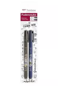 Tombow Flamastry Brush pen Fudenosuke czarny 2 szt.