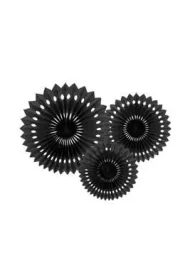 PartyDeco Rozety dekoracyjne czarny 20-30cm