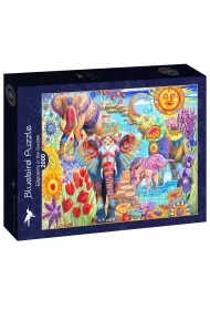 Puzzle 2000 el. Kolorowe s�onie w ogrodzie Bluebird Puzzle