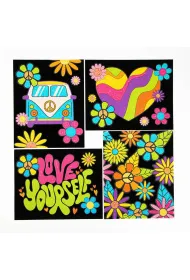 Diamond Dotz Haft diamentowy - Adults Flocked Neon Peace&Love 4pack