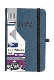 Kalendarz 2027 Techno A6 tygodniowy grafitowy