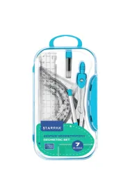 Zestaw szkolny geometryczny 7el. niebieski STARPAK 560248