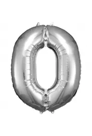 Amscan Balon foliowy cyfra 0 srebrna 70x86cm