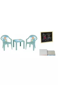 Stolik i dwa krzes�a + tablica pastel turkus 3Toysm