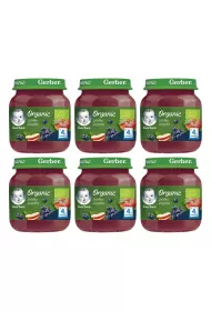 Gerber Organic Deserek jabko jagoda dla niemowlt po 4 miesicu Zgrzewka 6 x 125 g Bio