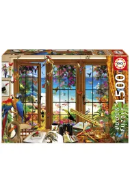 Puzzle 1500 el. Okno obserwatora ptak�w Educa