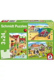 Puzzle 3 x 24 el. Praca na wsi Schmidt
