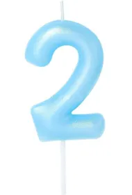 �wieczka na tort - cyferka Candy 2 niebieska 6cm