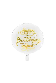 PartyDeco Balon foliowy Happy Birthday To You bia�y 35cm
