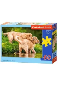 Puzzle 60 el. Puppies by the River Castorland