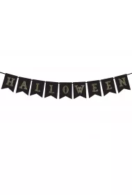 PartyDeco Baner Halloween czarny 20x175 cm