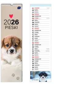 Interdruk Kalendarz 2026 paskowy 13,5x50cm Psy