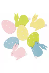 Dalprint Ozdoba wielkanocna drewniana Kr�lik/Jajka 8el. 7 cm