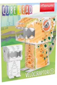 Cube head. Dino. Welociraptor. Z�� i pokoloruj