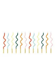 PartyDeco �wieczki urodzinowe zakr�cone T�cza 14cm mix 12 szt