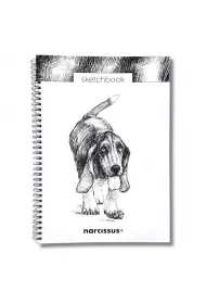 Szkicownik A4 na spirali Pies Basset 50k z perforacj 120 gsm Narcissus 50 kartek