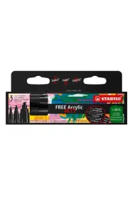 Stabilo Marker Free Acrylic czarny 3 szt.