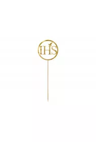 PartyDeco Topper na tort IHS, z�oty, 22cm  1 op. / 1 szt.