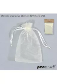 Woreczki organzowe ecru 15x10cm 10szt