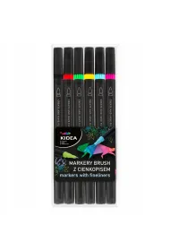 Derform Markery Brush z cienkopisem 6 szt.
