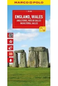 Anglia, Walia. Mapa drogowa w skali 1:350 000