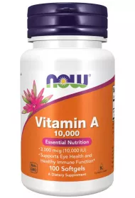 Now Foods Witamina A 10000 IU z oleju z wtrbek rybnych softgels suplement diety 100 kaps.