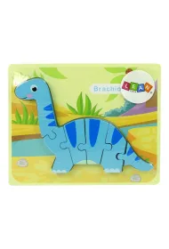 Drewniane puzzle Dinozaur Brachiosaur niebieski LeanToys