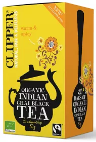 Clipper Herbata czarna chai z cynamonem i go�dzikami fair trade 20 x 2,5 g Bio