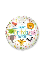Balon foliowy Happy Birthday zwierz�tka 45cm