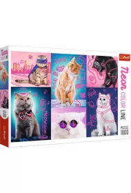 Puzzle 1000 el. Neon Color Line. Super koty Trefl