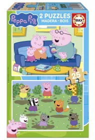 Puzzle drewniane 2x25 �winka Peppa 113784 Educa