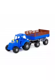 Traktor "Majster" niebieski z przyczep� nr 2 w siatce Polesie