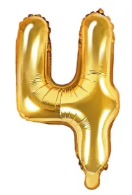 PartyDeco Balon foliowy Cyfra "4", 35cm, z�oty