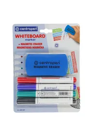 Centropen Marker sucho�cieralny Whiteboard 8559 + g�bka magnetyczna 4 kolory