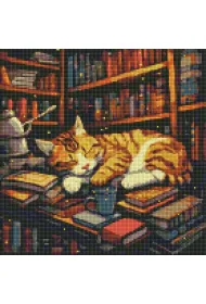 Ideyka Diamentowa mozaika - Puszysta mi�o�niczka ksi��ek 40x50cm