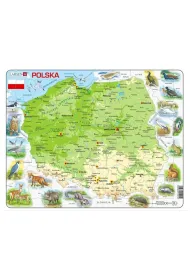 Puzzle maxi 61 el. Mapa Polski fizyczna zwierz�ta Larsen