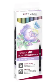 Tombow Flamastry Brush pen dwustronne pastel 6 kolor�w