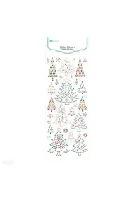 dpCraft Naklejki brokatowe ornamentowe - choinki SILVER&GREEN, 53szt