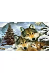 Norimpex Diamentowa mozaika - Wilki rodzinka zim� 30x40cm