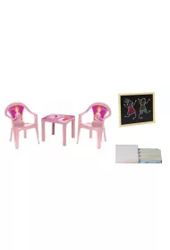 Stolik i dwa krzes�a + tablica pastel r�owy 3Toysm