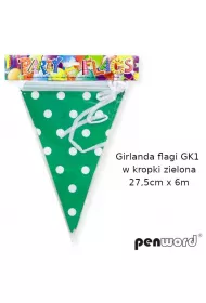 Penword Girlanda flagi w kropki zielona 27.5cmx6m
