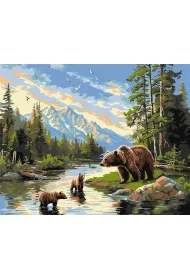Ideyka Malowanie po numerach - Nied�wiedzica i mi�ki 40x50cm
