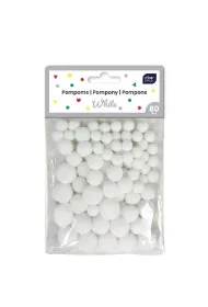 Interdruk Pompony do dekoracji White 80 szt.