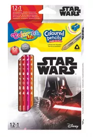 Patio Kredki o��wkowe tr�jk�tne Colorino Kids + temper�wka Star Wars 13 szt.