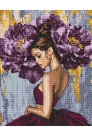 Ideyka Diamentowa mozaika - Baletnica z piwoniami 40x50cm