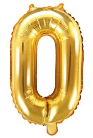 PartyDeco Balon foliowy Cyfra "0", 35cm, z�oty