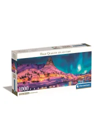 Puzzle 1000 el. Panorama - Colorful Night Lofoten Island Clementoni