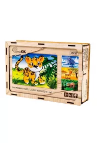 Puzzle drewniane 4w1 dzikie zwierzta PuzzleOK